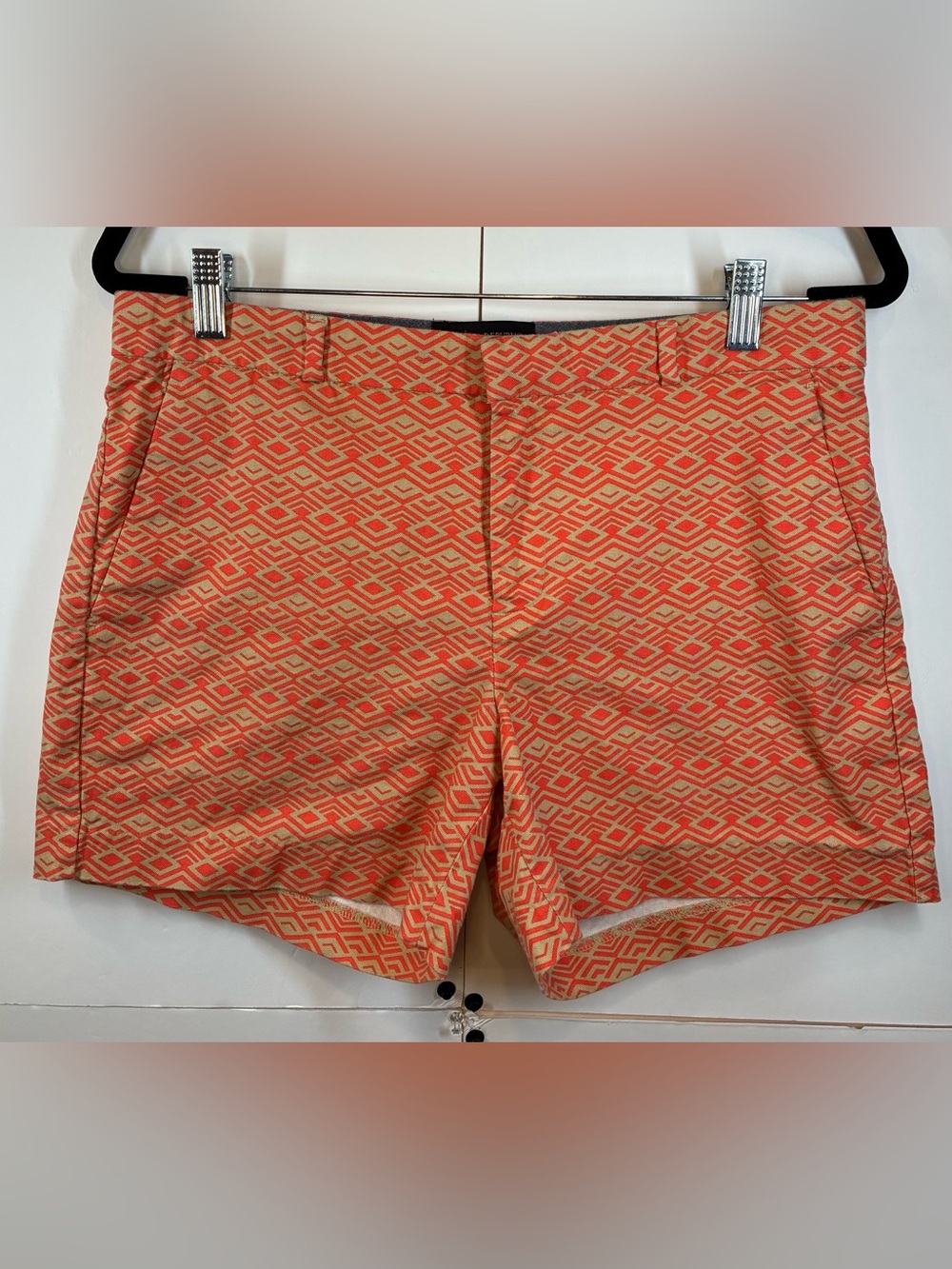 Banana Republic Coral Geometric Print Chino Shorts Stretch Size 6